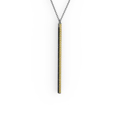 Su Yolu Kolye - Sitrin 925 ayar siyah rodyum kaplama gümüş kolye (40 cm gümüş rolo zincir) #3qaqub