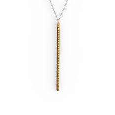 Peridot 14 ayar rose altın kolye (40 cm beyaz altın rolo zincir)
