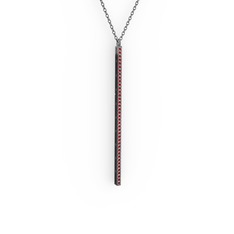Su Yolu Kolye - Garnet 925 ayar siyah rodyum kaplama gümüş kolye (40 cm gümüş rolo zincir) #4xyo7j