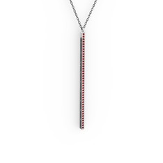Su Yolu Kolye - Garnet 18 ayar beyaz altın kolye (40 cm gümüş rolo zincir) #6mdqsx