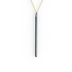 Akuamarin 925 ayar siyah rodyum kaplama gümüş kolye (40 cm gümüş rolo zincir)