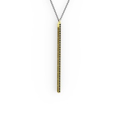 Su Yolu Kolye - Siyah zirkon 925 ayar altın kaplama gümüş kolye (40 cm gümüş rolo zincir) #98jntm