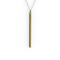Su Yolu Kolye - Sitrin 925 ayar siyah rodyum kaplama gümüş kolye (40 cm beyaz altın rolo zincir) #9uw1vf