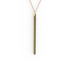 Su Yolu Kolye - Siyah zirkon 925 ayar altın kaplama gümüş kolye (40 cm rose altın rolo zincir) #al3fpf