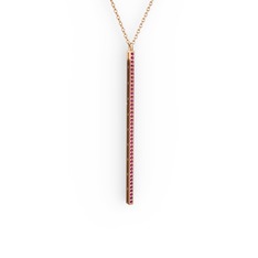Rodolit garnet 14 ayar rose altın kolye (40 cm gümüş rolo zincir)