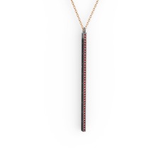 Garnet 925 ayar siyah rodyum kaplama gümüş kolye (40 cm rose altın rolo zincir)
