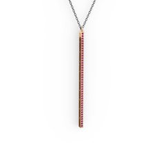 Rodolit garnet 18 ayar rose altın kolye (40 cm gümüş rolo zincir)