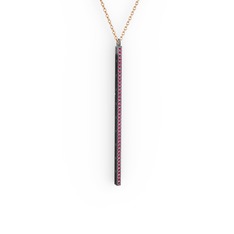 Rodolit garnet 925 ayar siyah rodyum kaplama gümüş kolye (40 cm rose altın rolo zincir)