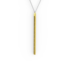 Su Yolu Kolye - Sitrin 14 ayar altın kolye (40 cm beyaz altın rolo zincir) #g528gw
