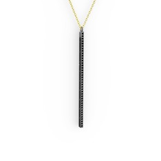 Su Yolu Kolye - Siyah zirkon 925 ayar siyah rodyum kaplama gümüş kolye (40 cm altın rolo zincir) #g91lxr