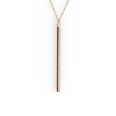 Su Yolu Kolye - Beyaz zirkon 8 ayar rose altın kolye (40 cm gümüş rolo zincir) #hnh91e