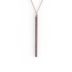 Garnet 925 ayar gümüş kolye (40 cm rose altın rolo zincir)