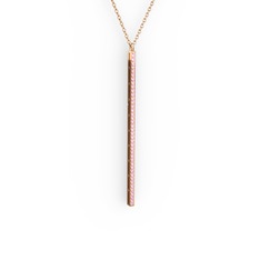 Pembe kuvars 8 ayar rose altın kolye (40 cm rose altın rolo zincir)