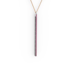 Su Yolu Kolye - Rodolit garnet 925 ayar gümüş kolye (40 cm rose altın rolo zincir) #jpmdry