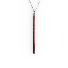 Su Yolu Kolye - Garnet 925 ayar siyah rodyum kaplama gümüş kolye (40 cm beyaz altın rolo zincir) #kqvll4