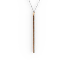 Su Yolu Kolye - Akuamarin 925 ayar rose altın kaplama gümüş kolye (40 cm gümüş rolo zincir) #ljquf9