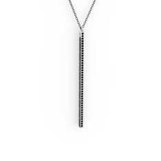 Su Yolu Kolye - Siyah zirkon 14 ayar beyaz altın kolye (40 cm gümüş rolo zincir) #lu4ca