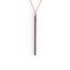 Rodolit garnet 925 ayar gümüş kolye (40 cm rose altın rolo zincir)