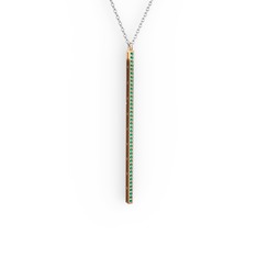 Su Yolu Kolye - Yeşil kuvars 925 ayar rose altın kaplama gümüş kolye (40 cm gümüş rolo zincir) #m1nb6h
