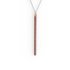 Su Yolu Kolye - Rodolit garnet 14 ayar rose altın kolye (40 cm gümüş rolo zincir) #m7dvr2