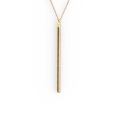 Su Yolu Kolye - Pembe kuvars 18 ayar altın kolye (40 cm rose altın rolo zincir) #myzz38