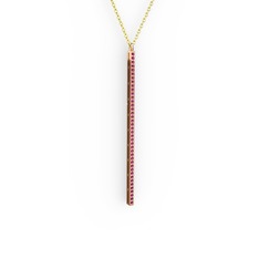Rodolit garnet 18 ayar rose altın kolye (40 cm gümüş rolo zincir)