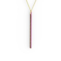 Su Yolu Kolye - Ametist 925 ayar rose altın kaplama gümüş kolye (40 cm altın rolo zincir) #o64zu