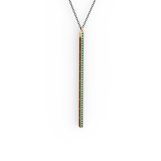 Su Yolu Kolye - Yeşil kuvars 925 ayar rose altın kaplama gümüş kolye (40 cm gümüş rolo zincir) #om2dre