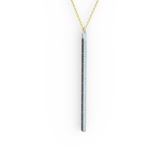 Su Yolu Kolye - Akuamarin 18 ayar beyaz altın kolye (40 cm altın rolo zincir) #pf9wey