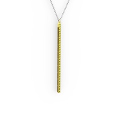 Peridot 14 ayar altın kolye (40 cm beyaz altın rolo zincir)