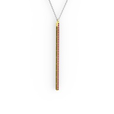 Rodolit garnet 925 ayar altın kaplama gümüş kolye (40 cm beyaz altın rolo zincir)