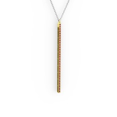Garnet 925 ayar altın kaplama gümüş kolye (40 cm beyaz altın rolo zincir)