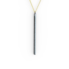 Su Yolu Kolye - Akuamarin 925 ayar siyah rodyum kaplama gümüş kolye (40 cm altın rolo zincir) #t4invw
