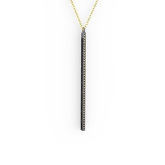 Su Yolu Kolye - Dumanlı kuvars 925 ayar siyah rodyum kaplama gümüş kolye (40 cm altın rolo zincir) #tkxemj