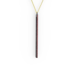 Garnet 925 ayar siyah rodyum kaplama gümüş kolye (40 cm gümüş rolo zincir)