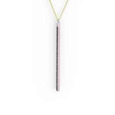 Su Yolu Kolye - Pembe kuvars 8 ayar beyaz altın kolye (40 cm gümüş rolo zincir) #x5f8gc