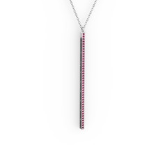 Rodolit garnet 18 ayar beyaz altın kolye (40 cm beyaz altın rolo zincir)