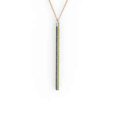Su Yolu Kolye - Peridot 8 ayar beyaz altın kolye (40 cm rose altın rolo zincir) #zcxl30