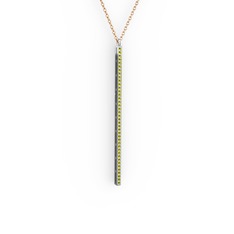 Peridot 8 ayar beyaz altın kolye (40 cm rose altın rolo zincir)
