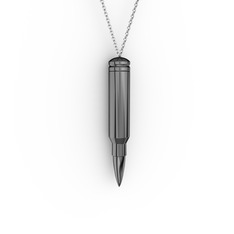 Kurşun Kolye - 925 ayar siyah rodyum kaplama gümüş kolye (40 cm beyaz altın rolo zincir) #14fhauk