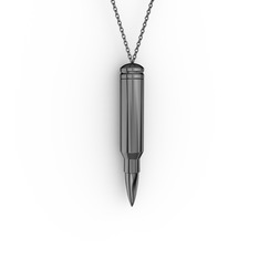 Kurşun Kolye - 925 ayar siyah rodyum kaplama gümüş kolye (40 cm gümüş rolo zincir) #2fdbbq