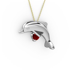 Garnet 925 ayar gümüş kolye (40 cm altın rolo zincir)