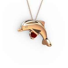 Garnet 18 ayar rose altın kolye (40 cm rose altın rolo zincir)