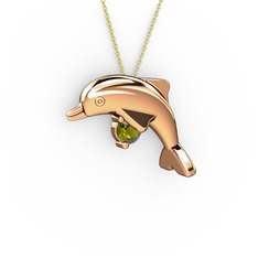 Peridot 14 ayar rose altın kolye (40 cm altın rolo zincir)