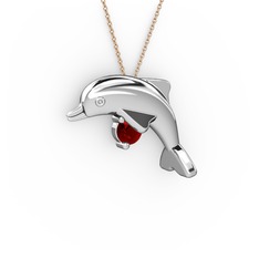 Garnet 925 ayar gümüş kolye (40 cm rose altın rolo zincir)