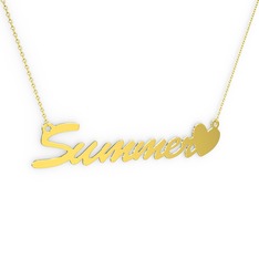 Kalp İsim Kolye - 8 ayar altın kolye (6 karakterli el yazısı, 40 cm altın rolo zincir) #1cg8wen