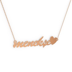 Kalp İsim Kolye - 8 ayar rose altın kolye (7 karakterli el yazısı, 40 cm gümüş rolo zincir) #1fkzki2
