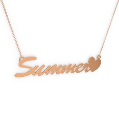 Kalp İsim Kolye - 925 ayar rose altın kaplama gümüş kolye (6 karakterli el yazısı, 40 cm gümüş rolo zincir) #1oybd4a