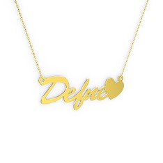 Kalp İsim Kolye - 18 ayar altın kolye (5 karakterli el yazısı, 40 cm altın rolo zincir) #1tszfjl