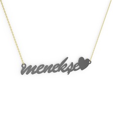 925 ayar siyah rodyum kaplama gümüş kolye (7 karakterli el yazısı, 40 cm gümüş rolo zincir)